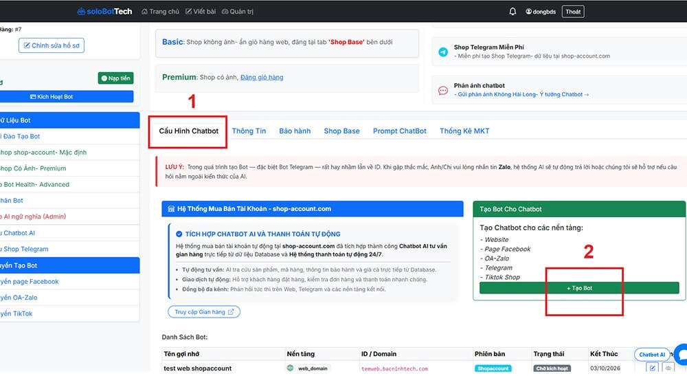Các bước kết nối Bot Telegram với hệ thống của chúng tôi
