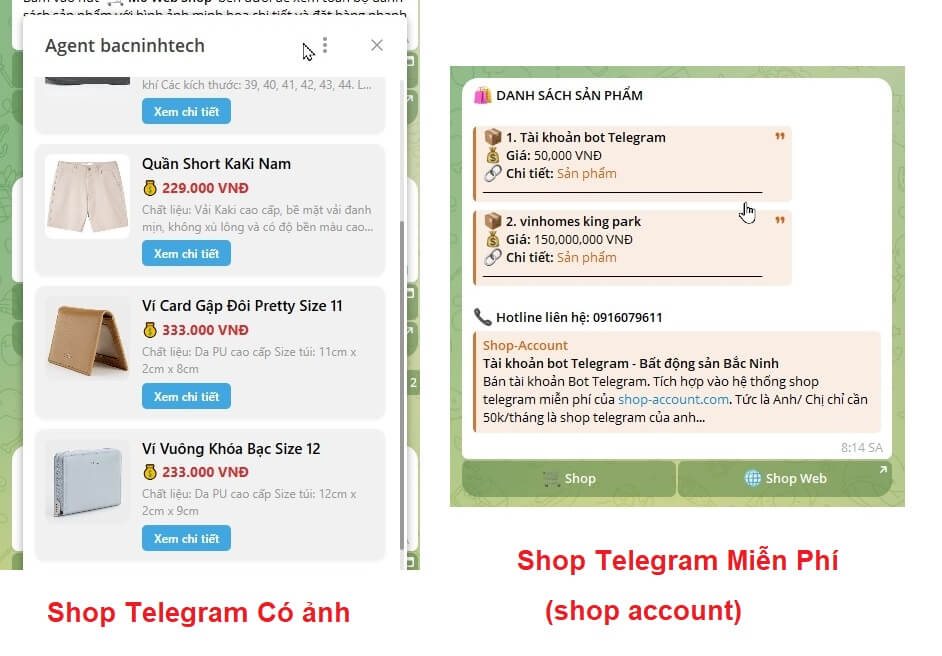 Và đây là giao diện
shop telegram