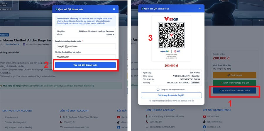 Thanh toán trực tiếp bằng mã QR