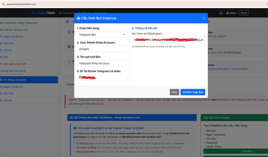 Lưu ý: phần 3 là ID của tài khoản telegram cá nhân