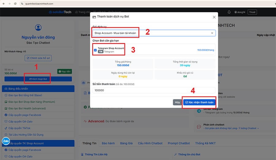 Quy trình kích hoạt bot tại quantribot.bacninhtech.com